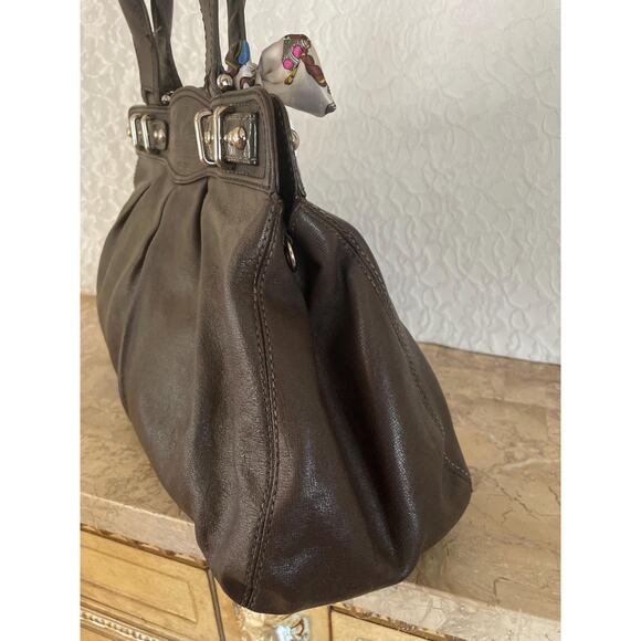 COACH large Mia/garnet brown Pleated texture Leather Carryall Shoulder Bag 13921 - Picture 4 of 10